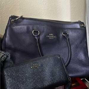 Coach Dark Blue Leather Shoulder Bag